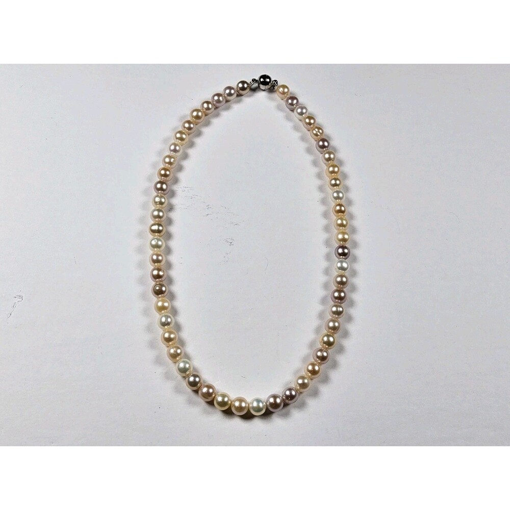 Freshwater Multicolor Pearl 6.8mm Magnetic Clasp Necklace